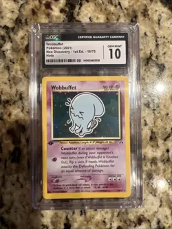 CGC 10 GEM MINT Wobbuffet 16/75 Neo Discovery 1st Edition Holo Pokemon Card - Image 1