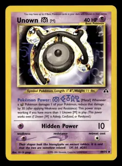 Unown [M] 49/75 Unlimited Uncommon Neo Discovery Pokemon Card - Image 2