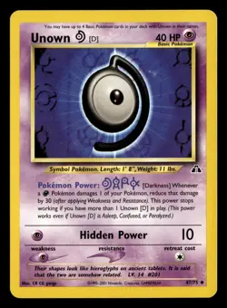 Unown [D] 47/75 Unlimited Uncommon Neo Discovery Pokemon Card - Image 2