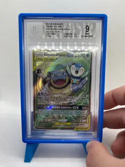 Pokemon TCG Blastoise & Piplup GX TAG TEAM Alt Full Art Holo 215/236 EN BGS 9 - Image 1