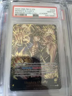 ONE PIECE MONKEY D. LUFFY 2024 PREM CARD COL -LEADER COL- #003 PSA 10 - Image 1