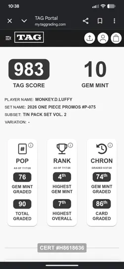 Monkey.D.Luffy (Tin Pack Set Vol. 2) P-075 One Piece Promotion Foil (TAG 10) - Image 3