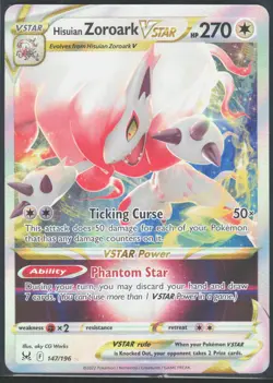Pokemon TCG Hisuian Zoroark VSTAR SWSH11: Lost Origin 147/196 NM Ultra Rare Holo - Image 1