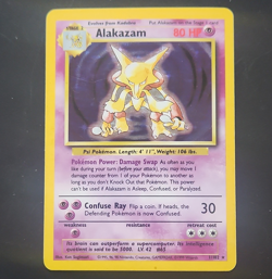 Pokemon TCG Alakazam 1/102 Base Set Unlimited Holo Rare English 1999 80 HP - Image 1