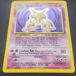 Pokemon TCG Alakazam 1/102 Base Set Unlimited Holo Rare English 1999 80 HP - Image 2