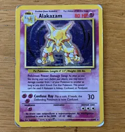 Pokemon TCG Base Set Alakazam Holo Rare 1/102 80 HP English 1999 WOTC - Image 1