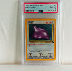 Wizards of the Coast 1999 Pokemon TCG Fossil Ditto Holo Rare 3/62 PSA 8 - Image 1