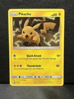 Pokemon TCG Pikachu Holo Sun & Moon Black Star Promos SM227 LP - Image 1