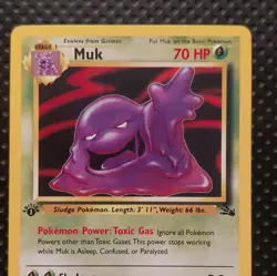 Pokemon TCG Muk 28/62 Fossil Rare Regular English 70 HP 1st Edition - Image 2