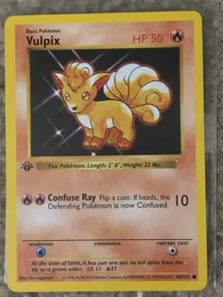 Pokemon TCG Vulpix 1st Edition 068/102 Base Set Shadowless 1999 50 HP Basic - Image 1