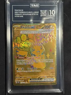 Pokemon TCG Prismatic Evolutions Pikachu EX Gold Hyper Rare Card 179/131 TAG 10 - Image 1