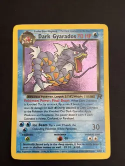 Pokemon TCG Dark Gyarados Holo Card Team Rocket Set 8/82 WOTC Vintage Swirl LP - Image 1