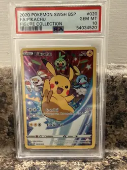 2020 POKEMON SWSH PROMO FIGURE COLLECTION SWSH020 FULL ART/PIKACHU PSA 10 - Image 1