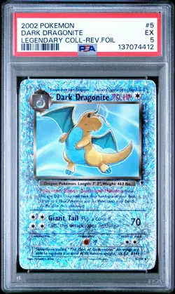 PSA 5 Dark Dragonite 5 Legendary Collection Reverse Holo Pokemon 2002 - Image 1
