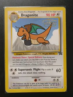 DRAGONITE #5 BLACK STAR PROMO POKEMON CARD WOTC THE FIRST MOVIE 1999 VINTAGE MP - Image 1