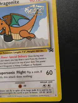 DRAGONITE #5 BLACK STAR PROMO POKEMON CARD WOTC THE FIRST MOVIE 1999 VINTAGE MP - Image 2