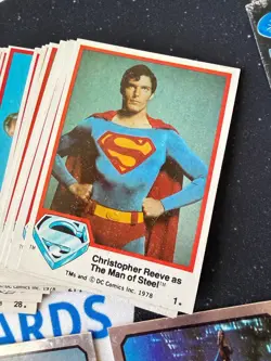 1978 Topps Superman The Movie Complete 1-77 Card Set + 6 Stickers 6 Foil Wrapper - Image 2