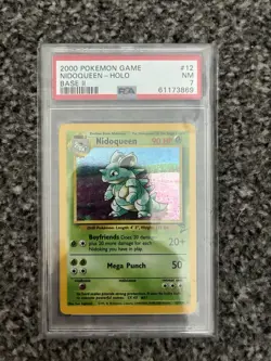 Nintendo Pokemon TCG 2000 Base Set 2 Nidoqueen 12/130 Holo Rare English PSA 7 - Image 1