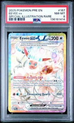 EEVEE EX 167/131 PSA 8 PRISMATIC EVOLUTIONS SIR HOLO POKEMON CARD ENGLISH - Image 1
