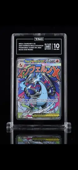TAG 10 Gem Mint Mega Charizard X ex 023 Phantasmal Flames UPC Promo Pokemon - Image 1