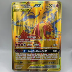 JUMBO Oversized Reshiram & Charizard GX Tag Team Gold Promo SM247 Pokemon NM - Image 1