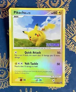 Pokemon Card Pikachu Lv. 12 Basic Platinum Holo 2009 Burger King 70/100 - Image 1