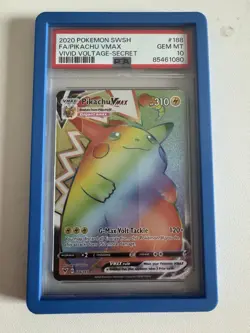 Pokemon TCG Pikachu VMAX SWSH: Vivid Voltage 188/185 Rainbow Secret Rare PSA 10 - Image 1