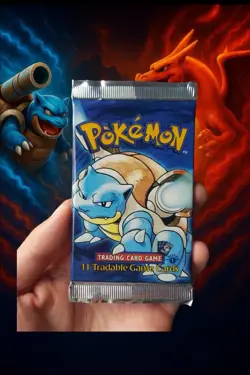 Wizards of the Coast Pokemon TCG Base Set 1st Edition Booster Pack Blastoise Art - Image 1