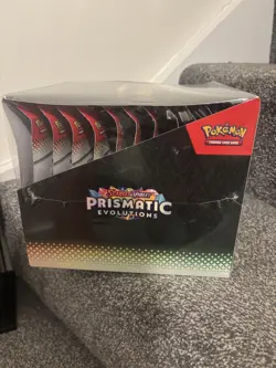 SEALED Case Of 12 Pokemon TCG Prismatic Evolutions Tech Sticker Collection - Image 2