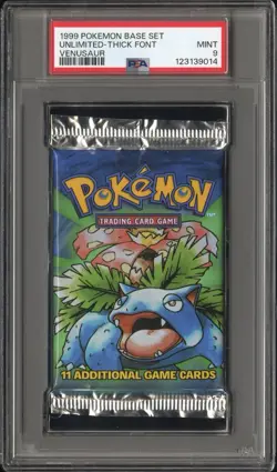 Pokemon Sealed Base Set Unlimited Booster Pack 1999 Venusaur Artwork WOTC PSA 9 - Image 1