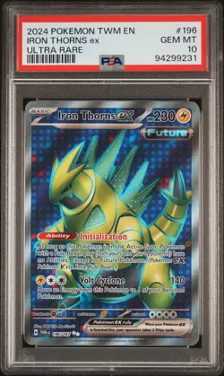 2024 POKEMON TWM EN-TWILIGHT MASQUERADE ULTRA RARE #196 IRON THORNS EX PSA 10 - Image 1