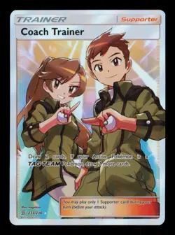 Pokemon Card Coach Trainer 233/236 Unified Minds Holo Rare FA Full Art LP 2019 - Image 1