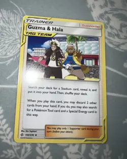 Pokemon TCG Cosmic Eclipse #193/236 Guzma & Hala Holo UR EN 2019 - Image 1