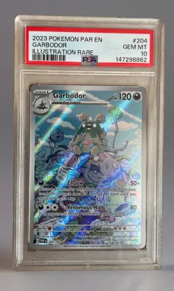 Pokemon 2023 Garbodor 204/182 Illustration Rare Paradox Rift GEM MINT PSA 10 - Image 1