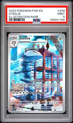 2023 Pokemon, PAR EN-Paradox Rift, STEELIX, 208, Illustration Rare, PSA 9, MINT - Image 1