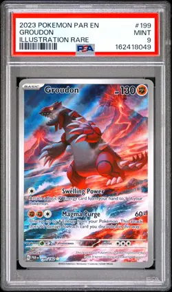 PSA 9 Mint Groudon 2023 Paradox Rift 199/182 Illustration Rare Card - Image 1