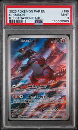 2023 Pokemon Par EN-Paradox Rift Groudon Illustration Rare PSA 9 #199 - Image 1