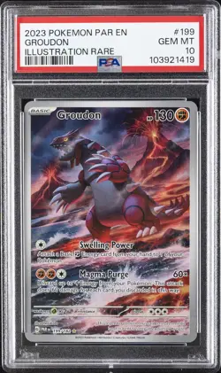 2023 POKEMON PAR EN-PARADOX RIFT ILLUSTRATION RARE #199 GROUDON PSA 10 - Image 1