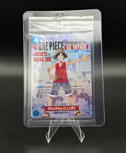 Bandai One Piece Card Game Monkey D. Luffy P-055 US Voyage Basketball Promo Foil - Image 1