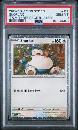 2024 POKEMON SVP EN-SV BLACK STAR PROMO #122 SNORLAX PSA 10 - Image 1