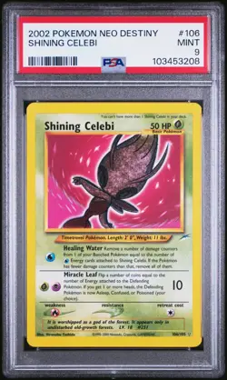 PSA 9 Shining Celebi 106/105 Holo Secret Rare Neo Destiny Pokemon Card 2002 - Image 1