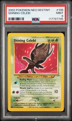 Pokemon Neo Destiny 2002 Shining Celebi PSA 9 Mint Secret Rare Card 106/105 - Image 1