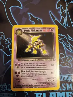 Pokemon Dark Alakazam TCG Team Rocket Holo Vintage Card 1/82 Unlimited Rare LP - Image 1