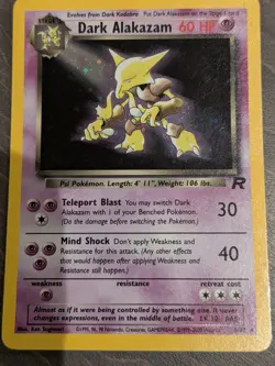 Pokemon Dark Alakazam TCG Team Rocket Card 1/82 Holo Unlimited Rare - Image 1
