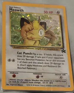 Pokemon TCG Meowth Holo 10 Black Star Game Boy with Swirl Promo Card Sealed WOTC - Image 1