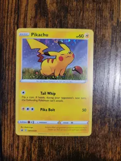 Pokemon TCG Pikachu SWSH039 LP Black Star Promo COSMOS HOLO SWIRL VISIBLE - Image 1