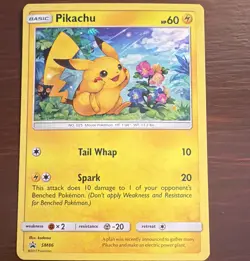 Pikachu SM86 Sun & Moon Black Star Promo SWIRL Cosmos Holo Pokemon Card LP+ - Image 1