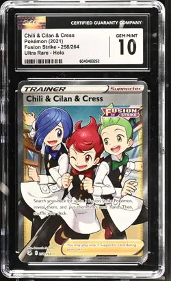 Pokemon Chili & Cilan & Cress #258 Full Art Trainer Fusion Strike 2021 - CGC 10 - Image 1