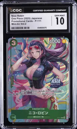 2025 ONE PIECE PROMO CARDS JAPANESE MINI-TIN VOL. 2 NICO ROBIN CGC 10 GEM MINT - Image 1