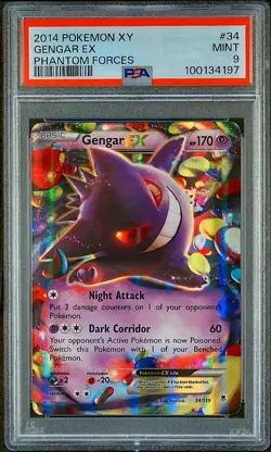 2014 Pokemon XY Phantom Forces #34 Gengar EX PSA 9 MINT - Image 1